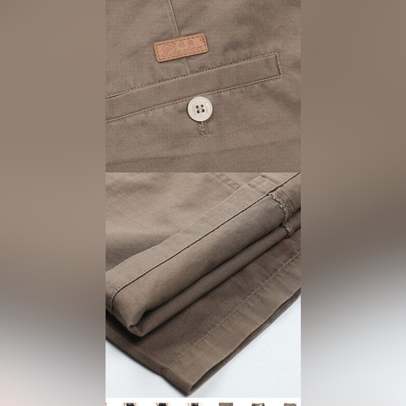 Men's Classic Fit Inseam Chino Oxford Shorts Pleated Flat Golf Shorts Black Navy - Picture 4 of 5